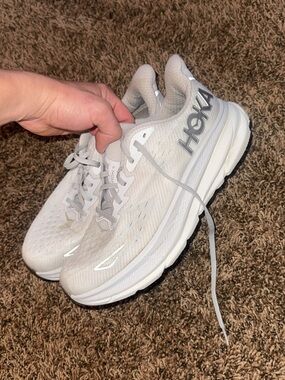 Hoka Women's White/Gray Running Sneakers